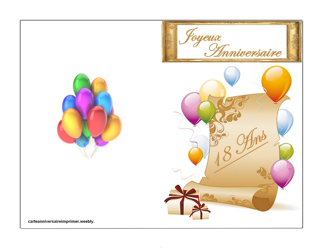 Carte Joyeux Anniversaire 18 Ans Bougie gratuit à imprimer (carte